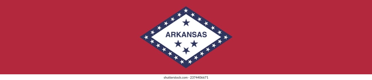 The flag of Arkansas. Flag icon. A long banner. Standard color. Computer illustration. Digital illustration. Vector illustration.