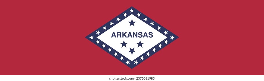 The flag of Arkansas. Flag icon. A long banner. Standard color. Computer illustration. Digital illustration. Vector illustration.