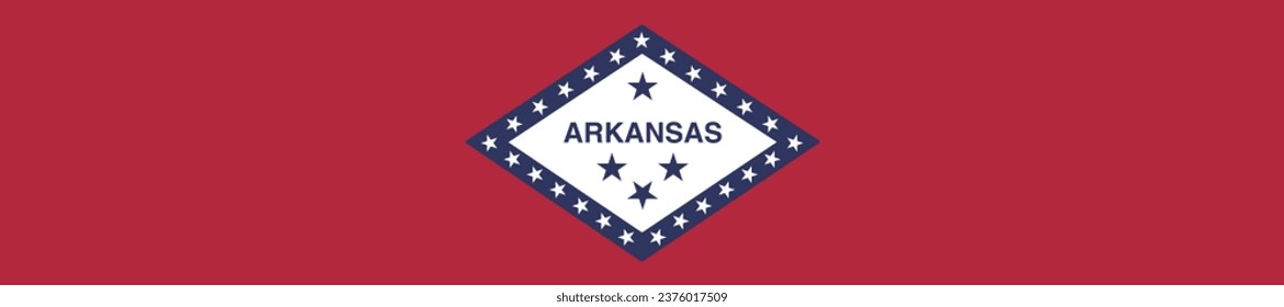 The flag of Arkansas. Flag icon. A long banner. Standard color. Computer illustration. Digital illustration. Vector illustration.