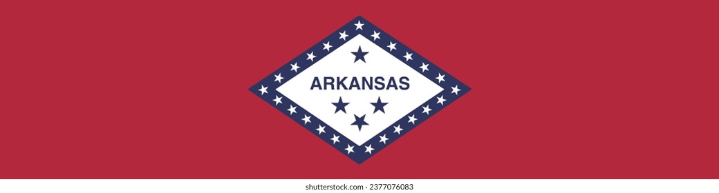 The flag of Arkansas. Flag icon. A long banner. Standard color. Computer illustration. Digital illustration. Vector illustration.