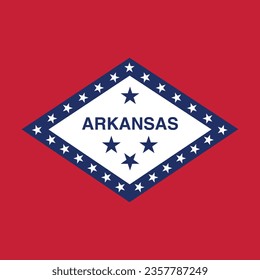 The flag of Arkansas. Flag icon. Standard color. A square flag. Computer illustration. Digital illustration. Vector illustration.