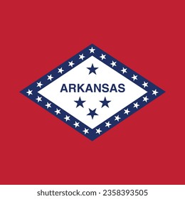 The flag of Arkansas. Flag icon. Standard color. A square flag. Computer illustration. Digital illustration. Vector illustration.