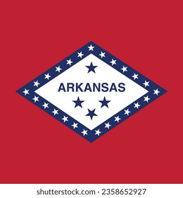 The flag of Arkansas. Flag icon. Standard color. A square flag. Computer illustration. Digital illustration. Vector illustration.