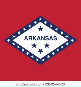 The flag of Arkansas. Flag icon. Standard color. A square flag. Computer illustration. Digital illustration. Vector illustration.