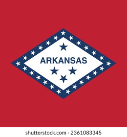 The flag of Arkansas. Flag icon. Standard color. A square flag. Computer illustration. Digital illustration. Vector illustration.