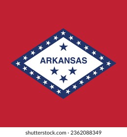 The flag of Arkansas. Flag icon. Standard color. A square flag. Computer illustration. Digital illustration. Vector illustration.