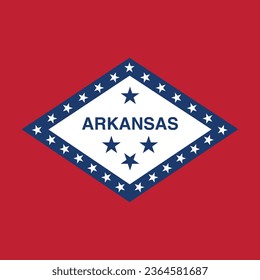 The flag of Arkansas. Flag icon. Standard color. A square flag. Computer illustration. Digital illustration. Vector illustration.