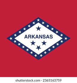 The flag of Arkansas. Flag icon. Standard color. A square flag. Computer illustration. Digital illustration. Vector illustration.