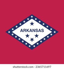 The flag of Arkansas. Flag icon. Standard color. A square flag. Computer illustration. Digital illustration. Vector illustration.