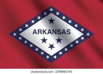 The flag of Arkansas. The official ratio. The wavy flag. Standard size. Standard color. Flag icon. Digital illustration. Computer illustration. Vector illustration.