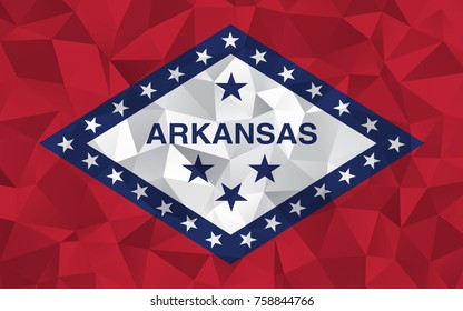 Flag of Arkansas. In the United States. In Polygonal Striped . vector eps10.