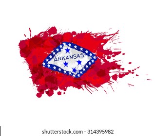 Flag of Arkansas, USA made of colorful splashes