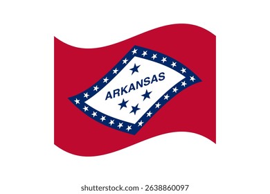 Flag of Arkansas. Arkansas wavy flag digital vector illustration. Fluttering flag.