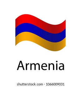 Flag of Armen. A wavy flag. Icon. Isolated Vector Illustration.