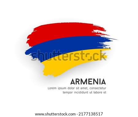 Flag of Armenia, brush stroke design isolated on white background, EPS10 vector illustration