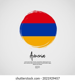 Flag of Armenia with brush stroke effect and text