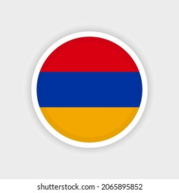 Flag of Armenia with circle frame and white background