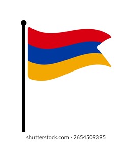 Bandeira da Armênia. Armênia bandeira computador digital vetor ilustração ícone design. Bandeira de mastro flutuante.