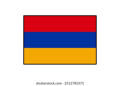 La bandera de Armenia presenta tres franjas Horizontales en rojo, azul y naranja, que simbolizan el patrimonio cultural y la importancia histórica del país. Refleja el orgullo nacional.