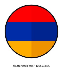 Bandera Armenia - botón de diseño de estilo plano. Ilustración del emblema de la nación, aislada en un fondo blanco. 
