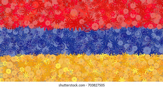 Flag of Armenia with flowers. Conceptual floral background