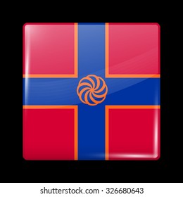 Flag of Armenia. Glassy Icon Square Shape. This is File from the Collection Flags of Asia