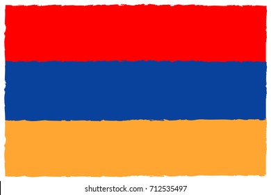 Flag of Armenia. Hand Painted with Brush. Vector Illustration.