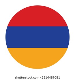 The flag of Armenia. Flag icon. Standard color. A round flag. Computer illustration. Digital illustration. Vector illustration.