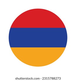 The flag of Armenia. Flag icon. Standard color. A round flag. Computer illustration. Digital illustration. Vector illustration.