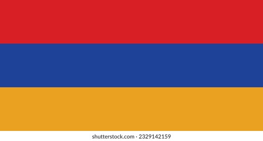 The flag of Armenia. Flag icon. Standard color. Standard size. A rectangular flag. Computer illustration. Digital illustration. Vector illustration.