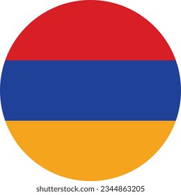 The flag of Armenia. Flag icon. Standard color. Circle icon flag. Computer illustration. Digital illustration. Vector illustration.