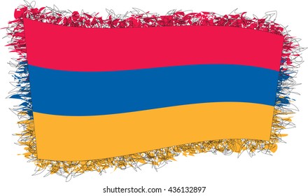 Flag of Armenia (officially the Republic of Armenia). Vector illustration of a stylized flag. Shaggy edge.