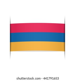 Flag of Armenia, officially the Republic of Armenia. Vector illustration of a stylized flag. The slit in the paper with shadows. Element for infographics.