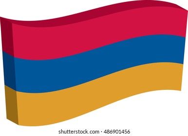 Flag of Armenia, officially the Republic of Armenia. Vector illustration of a stylized flag. The slit in the paper with shadows. Element for infographics.