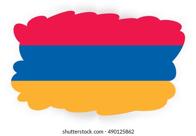 Flag of Armenia, officially the Republic of Armenia. Vector illustration of a stylized flag. Cloud with shadow. Element for infographics.