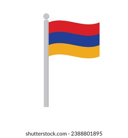 Flag of Armenia on flagpole isolated