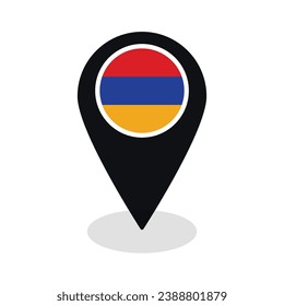 Flag of Armenia flag on map pinpoint icon isolated black color