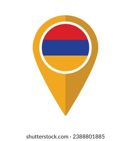 Flag of Armenia flag on map pinpoint icon isolated yellow color