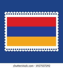 Flag of the Armenia on stamp vector illustration.