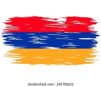 The flag of Armenia. Painted brush colored inks. Symbol Independence Day National Patriotic Travel Country Background Grunge Paint Stock Vector Icon Logo Picture Image Illustration Political
