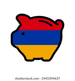 Flag of Armenia, piggy bank icon, vector symbol.