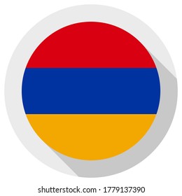 Flag of Armenia, Round shape icon on white background, vector illustration