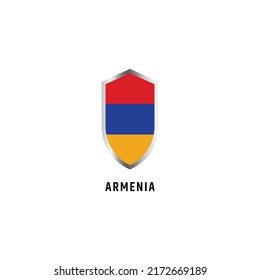 Flag of Armenia with shield shape icon flat vector illustration