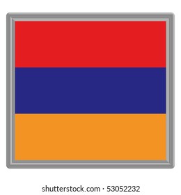 Flag of Armenia with silver frame