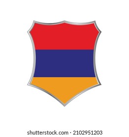 Flag of Armenia with silver shield frame