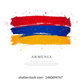 Bandera de Armenia. Ilustración vectorial sobre fondo blanco. Pincel dibujado a mano. Día de la Independencia.