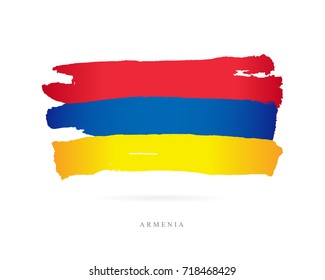 Flag of Armenia. Vector illustration on white background. Beautiful brush strokes. Abstract concept. Elements for design.