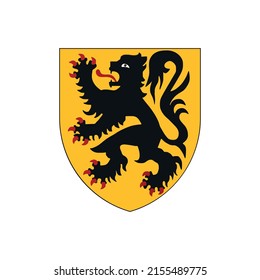 Flag and arms of Flanders - Belgium outline silhouette vector illustration
