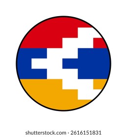 Flag of Artsakh. Black edge. Artsakh circle flag logo icon computer vector illustration design.