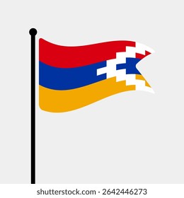 Bandeira de Artsakh. Design de ícone de ilustração vetorial da bandeira de Artsaque. Bandeira de mastro flutuante.